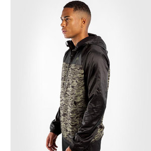 Sudadera con capucha de algodón 100% para hombre, con media cremallera y cuello alto, diseño patchwork, logotipo personalizado, OEM, estilo urbano, invierno, venta al por mayor - Product Image 2