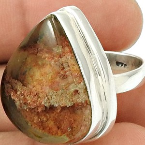 แหวนเงินแท้ 925 ทำมือ ประดับพลอยออนิกซ์ทรงหยดน้ำ แหวนขายส่ง เครื่องประดับสไตล์โบฮีเมียนสำหรับใส่ทุกวัน - Product Image 1