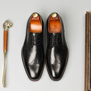 Zapatos oficiales para hombre, clásicos, de cuero genuino, tipo Derby, para negocios, formales, con suela antideslizante, para oficina. - Product Image 2