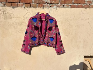 Chaqueta Suzani Rosa con Bordado a Mano TNT, Abrigo Estilo Indio Hecho a Mano, Chaqueta Boho para Mujer, Abrigo Kimono Acolchado, Chaqueta Suzani - Product Image 3