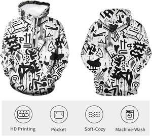 เสื้อฮู้ดลายกราฟฟิตี้สำหรับผู้หญิง เสื้อสเวตเชิ้ตน่ารักสำหรับวัยรุ่นหญิง แขนยาว เสื้อคลุมมีฮู้ดทรงโอเวอร์ไซส์น่ารัก ปี 2024 - Product Image 3