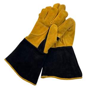 Gant de soudage en cuir de vache doré et noir bon marché de 14 pouces Gants de soudage en cuir de haute qualité - Product Image 2