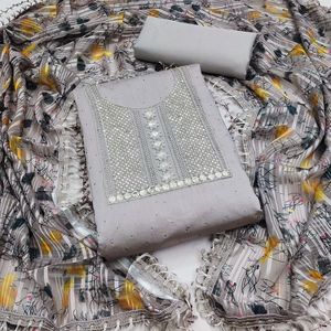 Algodón pesado y hermoso trabajo con diamantes a juego y traje de material de vestido dupatta con estampado digital para mujer - Product Image 4