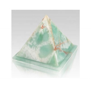 Unique Pyramid Shape Natural Green Veined Onyx <b>Marble</b> Cremation Urn with Decorative Gold Accent Memorial Urn - Product Image 6