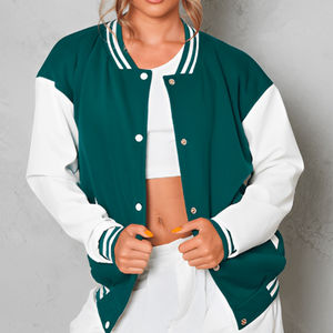 Veste bomber universitaire de qualité supérieure pour femmes, veste de baseball, veste en laine à col montant imprimée pour l'hiver - Product Image 1