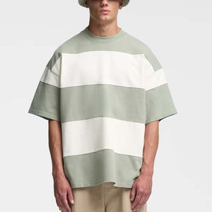 Camiseta de Hombre de Manga Corta, Personalizada OEM, 240 g/m², Rayas de Colores Combinados, Informal, 100% Algodón, Ecológica, Transpirable, Corte Holgado - Product Image 1