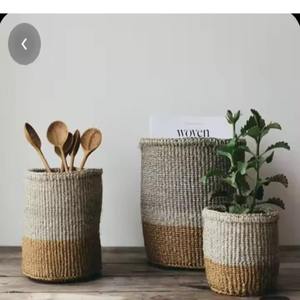 Jardinière ronde en herbe de mer personnalisable, porte-plante décoratif avec poignées durables, couleur et taille personnalisées, panier de jardin d'extérieur - Product Image 4