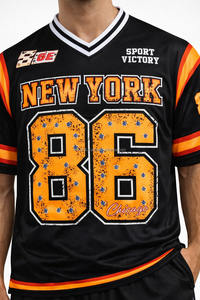 เสื้อฟุตบอลอเมริกันแบบสั้นพิมพ์ลายซับลิเมชั่น ดีไซน์ใหม่สำหรับทีม  โลโก้สั่งทำได้  สำหรับนักกีฬามืออาชีพชาย - Product Image 6