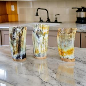 Verre à corne de boeuf de qualité d'exportation pour les boissons Verres de bar rustiques uniques pour la bière, le vin et les toasts de célébration avec emballage personnalisé - Product Image 3