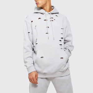 OEM Sweat à capuche pour hommes en coton éponge français d'hiver Style hip-pop de rue avec technique brodée Bouffée à ourlet brut anti-rétrécissement - Product Image 2