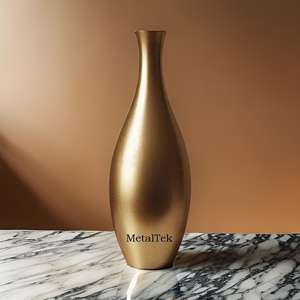 Vase à fleurs en métal décoratif de haute qualité plaqué or, design moderne élégant, finition mate, cadeaux de mariage pour la maison, décoratif - Product Image 5