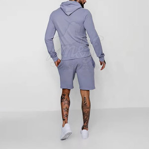 Ensemble sweat à capuche et short assortis pour hommes avec cordon de serrage et poche style sweat à capuche à manches courtes et ensemble short - Product Image 4