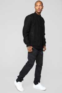 เสื้อแจ็กเก็ตบอมเบอร์สำหรับผู้ชายเสื้อแจ็กเก็ตเบสบอลแบบเรียบสำหรับกีฬาสั่งตัด - Product Image 4