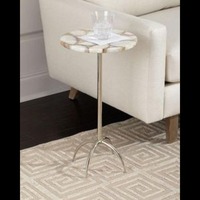 Table basse ronde de luxe à cadre en métal avec dessus en quartz doré pour salon verre/oeil de tigre/agate/pétrifié/pierre d'améthyste coffetable