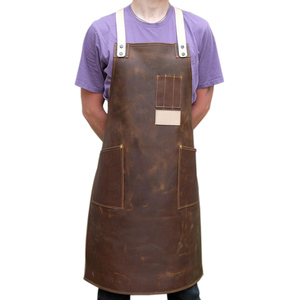 Delantal sin mangas de cuero de cabra genuino marrón Vintage, ropa de trabajo personalizada con múltiples bolsillos para mujeres y hombres, CUERO GENUINO - Product Image 6