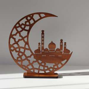 ของประดับโต๊ะทำจากไม้ที่ทำด้วยมือสำหรับมัสยิดและพระจันทร์เสี้ยว - Product Image 4