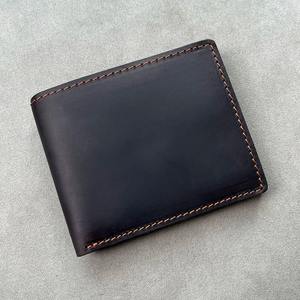 Cartera de cuero informal vintage con cierre de cremallera Patrón de logotipo impreso Mini monedero delgado de moda Diseño de bolsillo frontal de viaje - Product Image 2