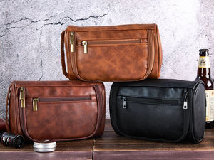 Custom Logo Premium Multifunction Waterproof Hanging Leather <b>Men</b> Travel Toiletry <b>Bag</b> TYG-0010 - Product Image 6