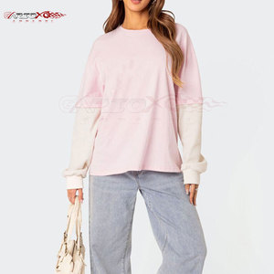 T-shirt de mode pour femmes avec ourlet en couches pour l'été et la saison du printemps T-shirt pour femmes à double couche à coupe décontractée - Product Image 3