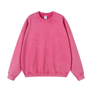 Sweat-shirt en coton French Terry délavé à l'acide, col rond, effet usé, sweat-shirts et sweats à capuche pour hommes de haute qualité - Product Image 5