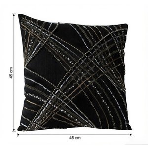 Luxury Velvet Embroidery Beaded Square <b>Throw</b> Cushion 18x18 Washable Boho Geometric Floral Print for Living Room Sofa - Product Image 2