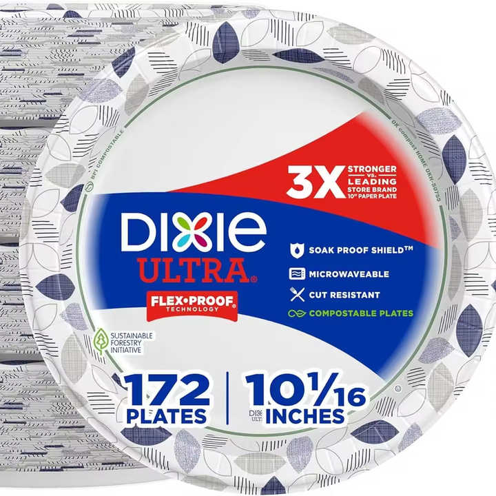 Dixie Ultra,Large Paper Plates,10 Inch,172 Count,3x Stronger*,Heavy