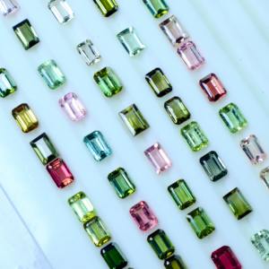 6x4mm Turmalina natural Corte de Esmeralda Piedra preciosa suelta Piedra semipreciosa multicolor para la fabricación de joyas - Product Image 3