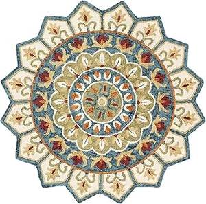 Alfombra Redonda de Lana Hecha a Mano con Diseño Irregular para Sala de Estar, Dormitorio de Invitados, Habitación Infantil, Uso en el Automóvil, Hecha de Fieltro de Seda - Product Image 5