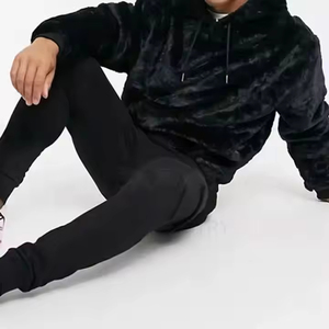 Sweat-shirt unisexe personnalisé en fausse fourrure moelleuse pour homme, sweat-shirt à capuche en velours doux et confortable, sweat-shirt noir pour homme - Product Image 4