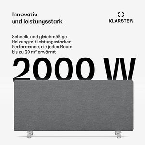 Convector Heater 2000W Wall Mounted Portable Panel Room Heater 7 Day <b>Timer</b> IP24 for Rooms up to 20 m2 8.0kg <b>Light</b> Grey - Product Image 2