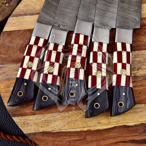 Ensemble de couteaux de chef en acier inoxydable avec logo personnalisé du meilleur fabricant avec couteaux de cuisine à manche en bois Offres Spéciales - Product Image 2