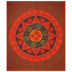 Juego de Sábanas Dobles de Algodón Kantha Naranja, Hechas a Mano, 240 Hilos, con 2 Fundas de Almohada, 100% Algodón para Uso Doméstico (AKDB1001) - Product Image 5