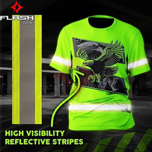 เสื้อทำงานก่อสร้างแขนสั้น ระบายอากาศดี มองเห็นได้ชัดเจน มาตรฐาน ANSI ระดับ 1 กันน้ำ ผลิตจากโพลีเอสเตอร์/ผ้าฝ้าย สะท้อนแสงเพื่อความปลอดภัย - Product Image 3