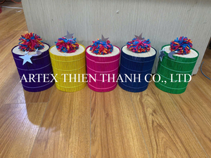 กล่องของขวัญจากไม้ไผ่พร้อมพู่หลากสีกล่องเก็บของทำมือสำหรับเทศกาลอีสเตอร์และเกอร์จีน - Product Image 3