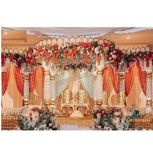 Tradicional gujarati boda tema Mandap configuración indio boda temática Mandap decoración Grand Raj Mahal oro blanco boda Mandap Reino Unido - Product Image 1