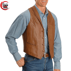 Chaleco de Cuero de Alta Calidad para Hombre, Ropa de Abrigo de Invierno, Sin Mangas, Impermeable, Ecológico, Diseño Vintage, Bolsillos Laterales, Personalizado para Motociclistas - Product Image 5