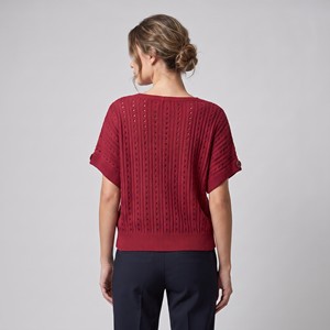 Pull en tricot côtelé ajouré à col rond et manches courtes, taille unique, convient aux tailles 38-44 - Product Image 2