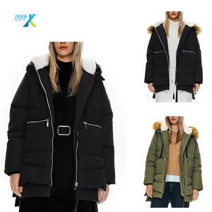 Parka d'hiver chaude et écologique pour femme, tissée, à capuche, style décontracté et tendance - Product Image 1