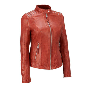 High Quality Solid Green Color Women Leather <b>Jacket</b> Breathable Custom Outdoor Leather <b>Jacket</b> With Best Material - Product Image 3