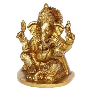 Statue Ganesh moderne faite à la main or antique polonais le plus demandé pour bureau bureau salon pour anniversaire Diwali bon prix - Product Image 2
