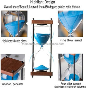 Bán buôn 30 phút cát hẹn giờ màu xanh đồng hồ cát với gỗ đứng rõ ràng đồng hồ cát hẹn giờ cho trang trí nội thất và quà lưu niệm - Product Image 4