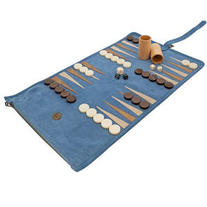 Premium Leather Roll-Up <b>Backgammon</b> Set for <b>Travel</b> & Home Play Classic Portable <b>Backgammon</b> Game in a Leather Roll Case - Product Image 3