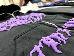 Sudadera con capucha y cremallera de cara completa bordada de chenilla mezclada de algodón con diamantes de imitación personalizada - Product Image 5