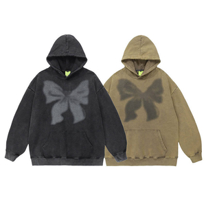 <b>Top</b> Quality High Quality 400gsm Heavy Thick Terry Plain Hoodie Pullover Unisex Printing <b>Distressed</b> Hoodies - Product Image 3