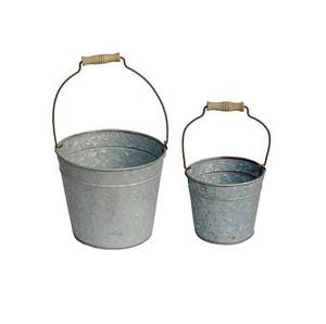 Maceta de metal galvanizado en maceta corrugada de forma redonda con maceta de metal de color gris a la venta - Product Image 5