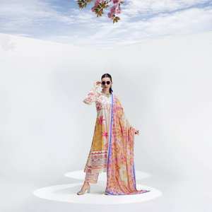 Premium Lawn Coton Impression Numérique Broderie Salwar Kameez Collection de Gros pour la Fête Porter - Product Image 2