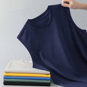 OEM Custom Logo Silk Screen Printed Yarn Dyed Solid Color Casual Beach Vest Summer Thin Breathable Slim Fit T-<b>shirt</b> Sports <b>Men's</b> - Product Image 4