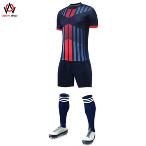 Ensemble d'uniformes de football à séchage rapide de haute qualité Logo personnalisé France Maillots de football pour adultes Polyester Football Sports Service OEM - Product Image 4