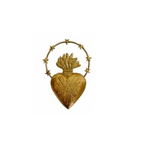 Corazón sagrado de Metal dorado, Milagros colgantes, corazón sagrado para iglesia, hogar, pared, regalo católico decorativo y decoración
