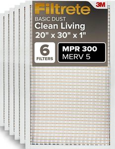 Filtre à air Filtrete 20x30x1 MERV 5, lot de 6 filtres pour climatiseur, fournaise et système HVAC pour la maison, MPR 300 Basic Dust Defense - Product Image 6